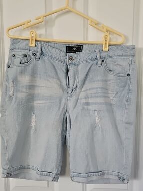 Cato Light Blue Distressed Boyfriend Bermuda Shorts